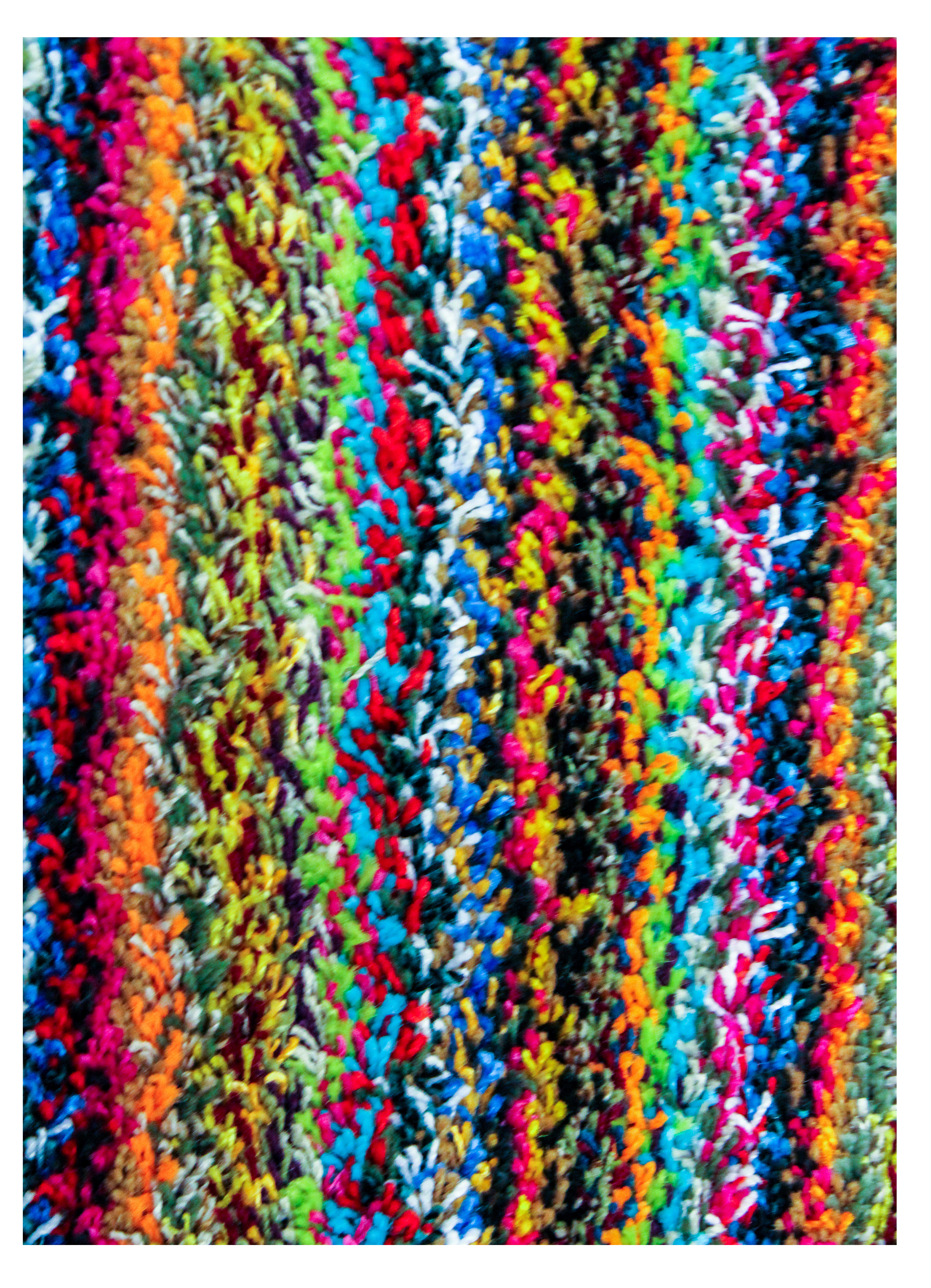 Candy Stripe Frieze Semi Shag Rug Multi-Color Carpet  